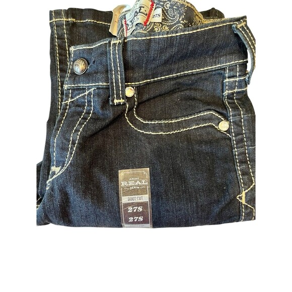 Ariat Real Jeans Mid Rise Chainlink Bootcut Womens Sz 27 Short  Dark Blue 2450 - Picture 7 of 7